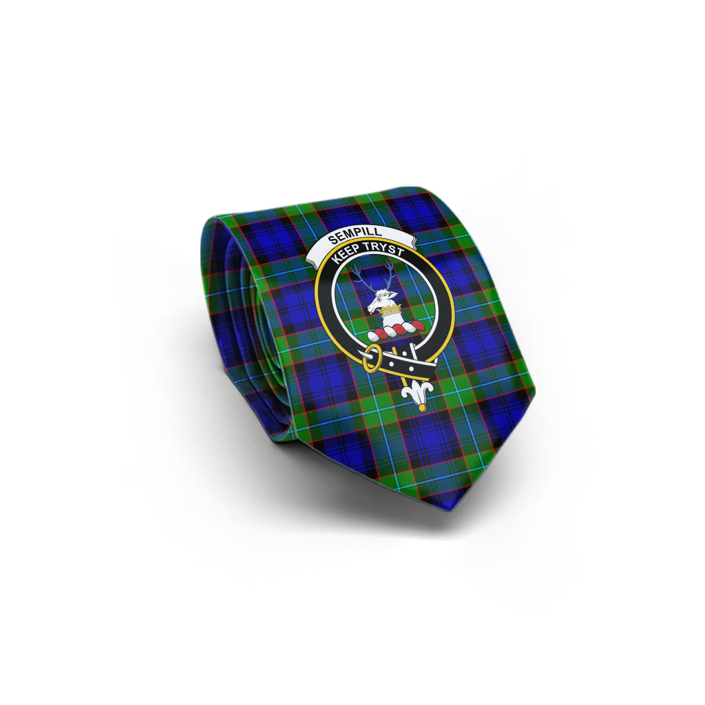 Sempill Modern Tartan Classic Necktie with Family Crest - Tartan Vibes Clothing