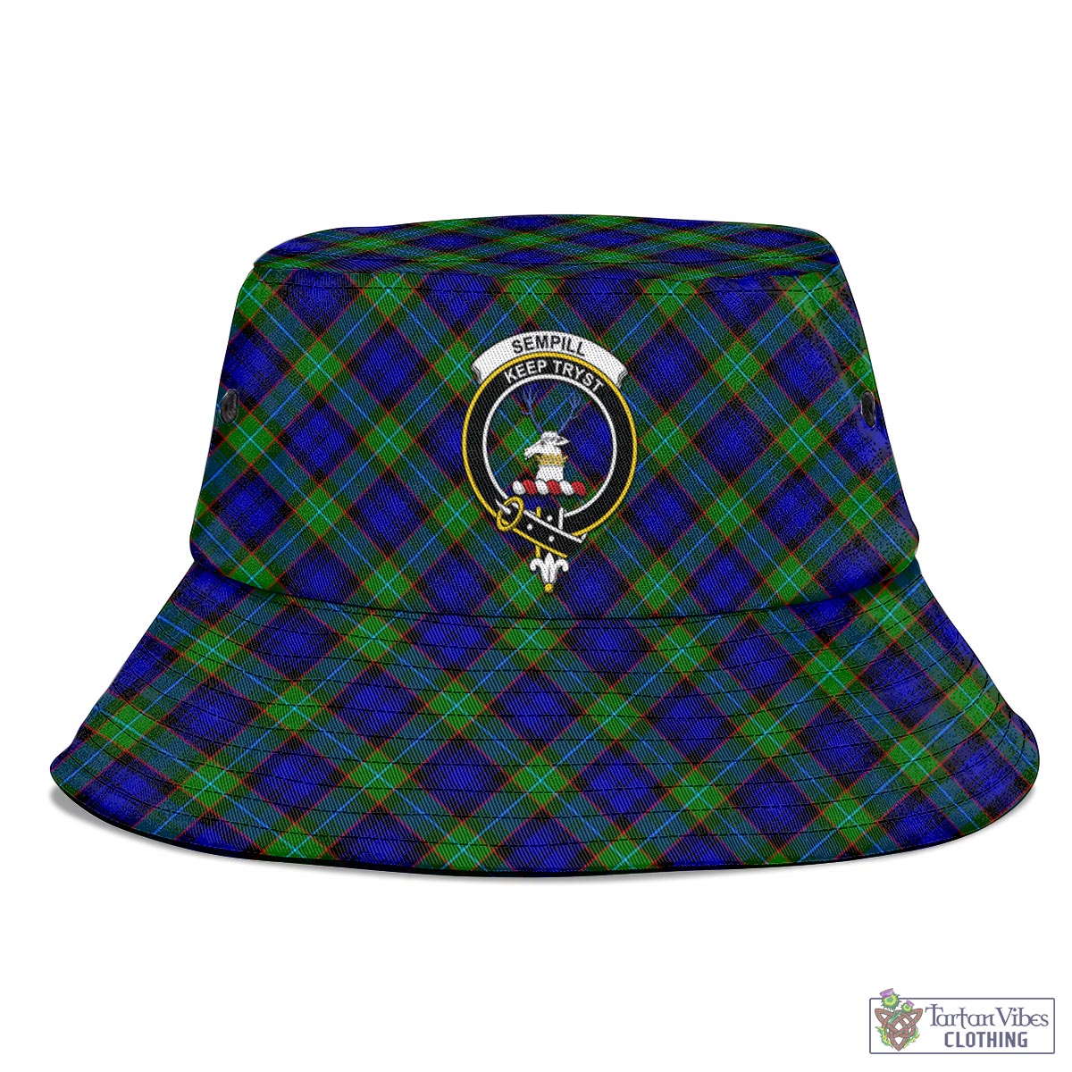 Tartan Vibes Clothing Sempill Modern Tartan Bucket Hat with Family Crest