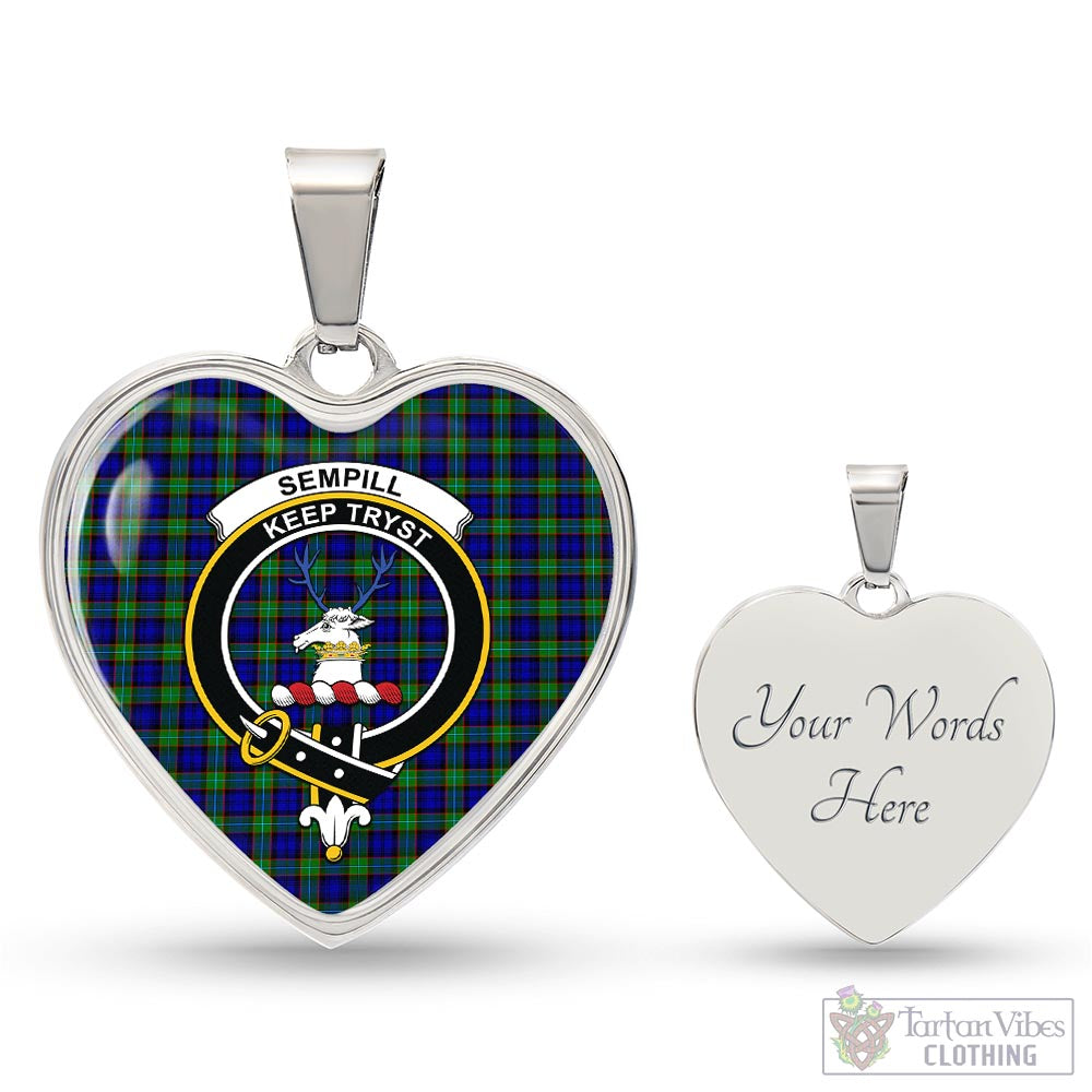 Tartan Vibes Clothing Sempill Modern Tartan Heart Necklace with Family Crest