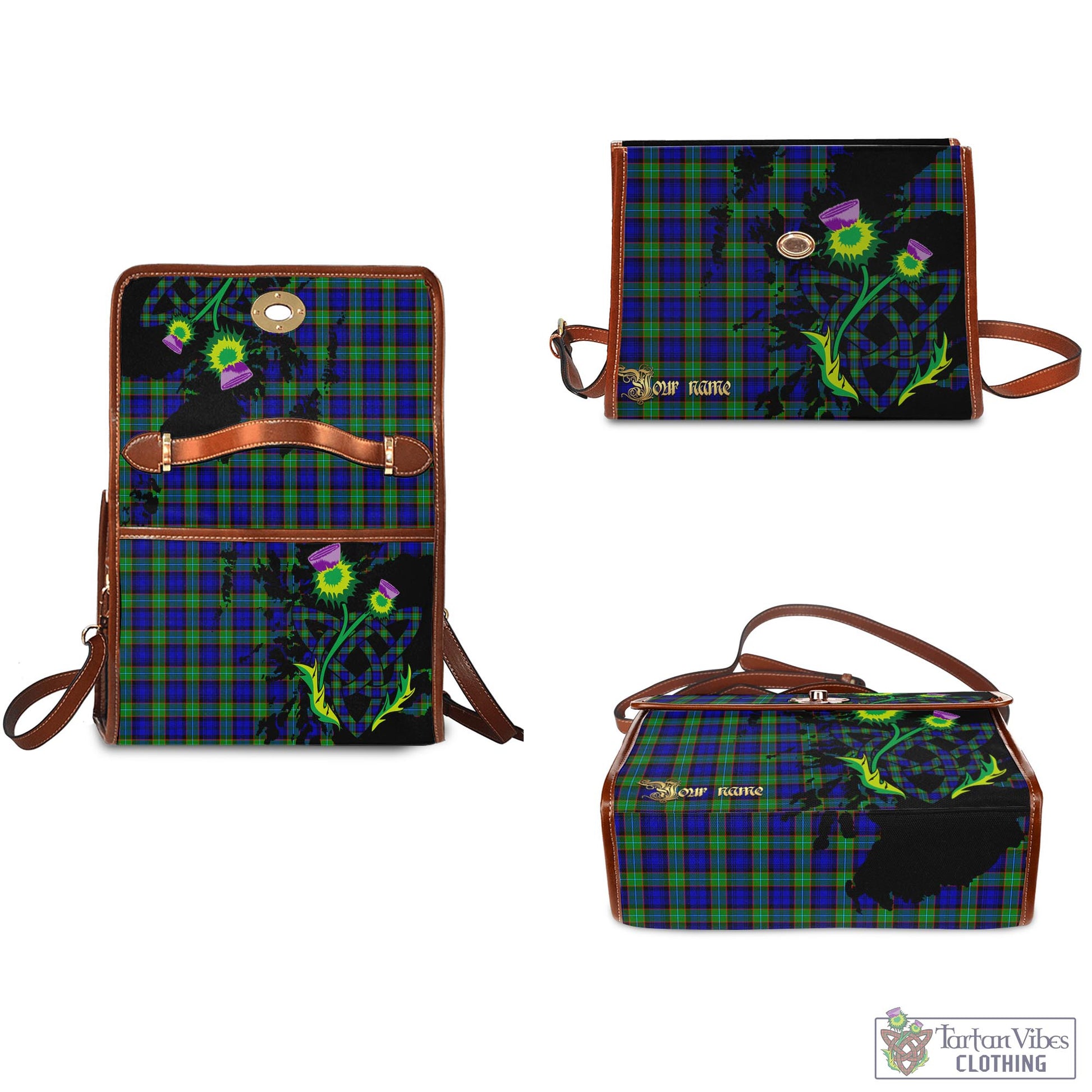 Tartan Vibes Clothing Sempill Modern Tartan Waterproof Canvas Bag with Scotland Map and Thistle Celtic Accents