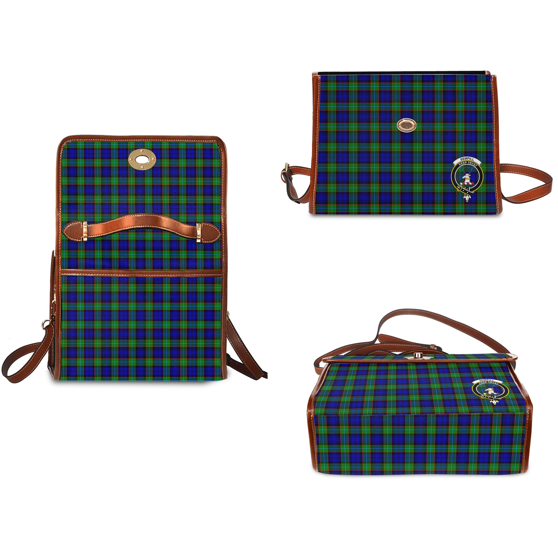 sempill-modern-tartan-leather-strap-waterproof-canvas-bag-with-family-crest