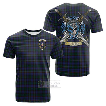 Sempill (Semple) Tartan Cotton T-shirt with Family Crest Celtic Skull Style