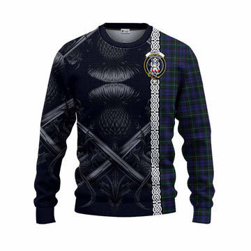 Sempill (Semple) Tartan Knitted Sweater with Family Crest Cross Sword Thistle Celtic Vibes