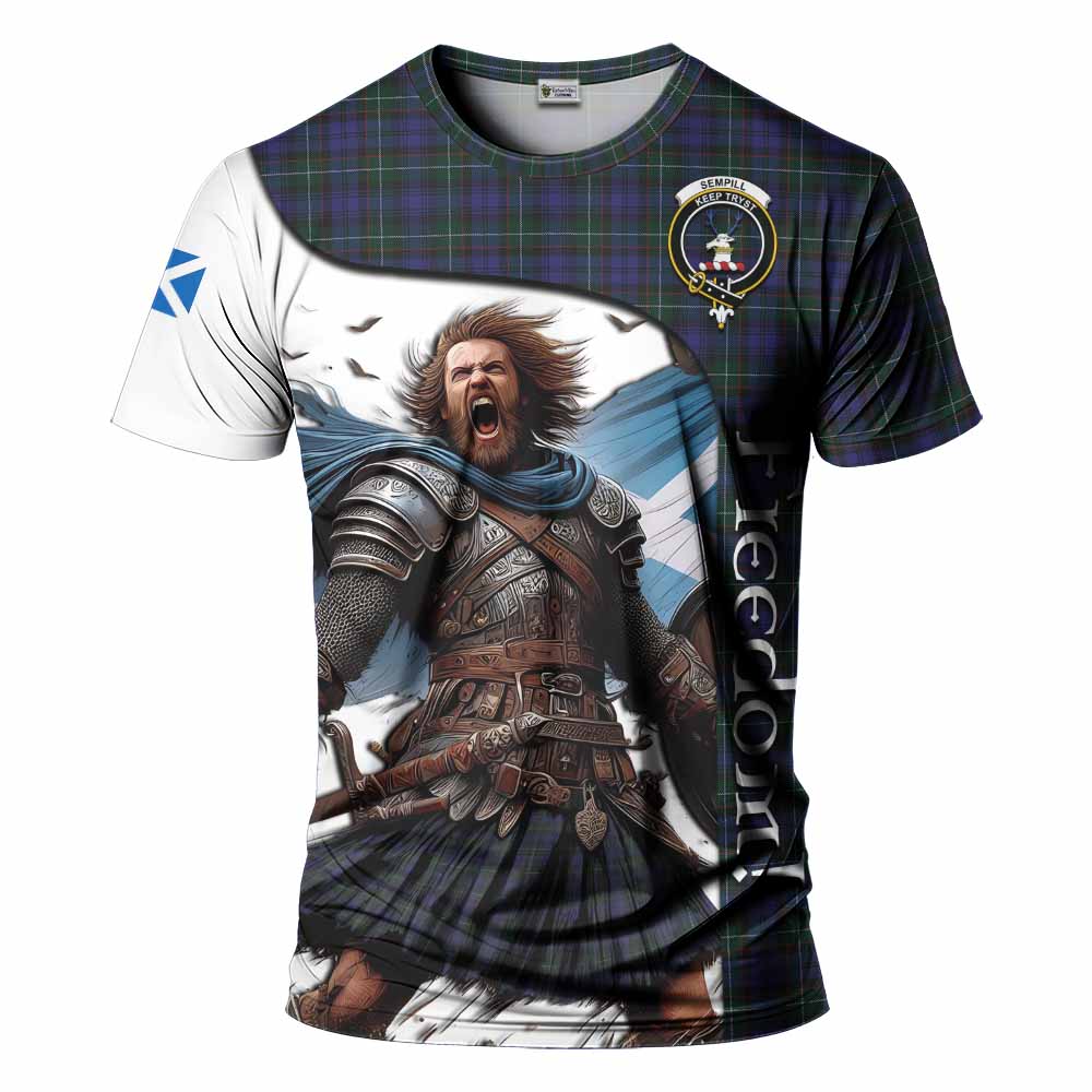 Sempill (Semple) Crest Tartan T-Shirt Inspired by the Freedom of Scottish Warrior