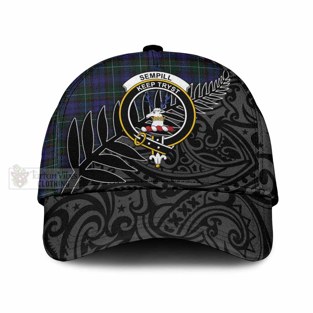 Tartan Vibes Clothing Sempill (Semple) Tartan Classic Cap with New Zealand Silver Fern Half Style