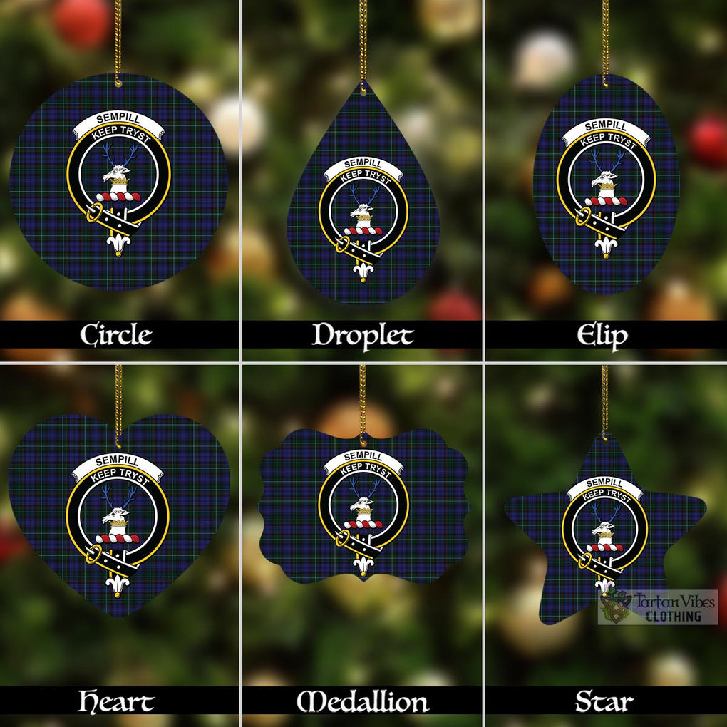 Tartan Vibes Clothing Sempill (Semple) Tartan Christmas Aluminium Ornament with Family Crest