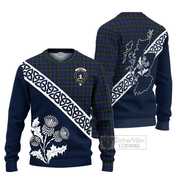 Sempill (Semple) Tartan Ugly Sweater Featuring Thistle and Scotland Map