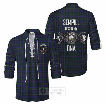 Sempill (Semple) Tartan Ghillie Kilt Shirt with Family Crest DNA In Me Style