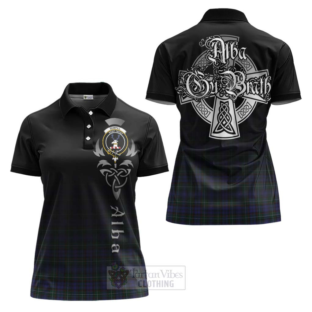 Tartan Vibes Clothing Sempill (Semple) Tartan Women's Polo Shirt Featuring Alba Gu Brath Family Crest Celtic Inspired