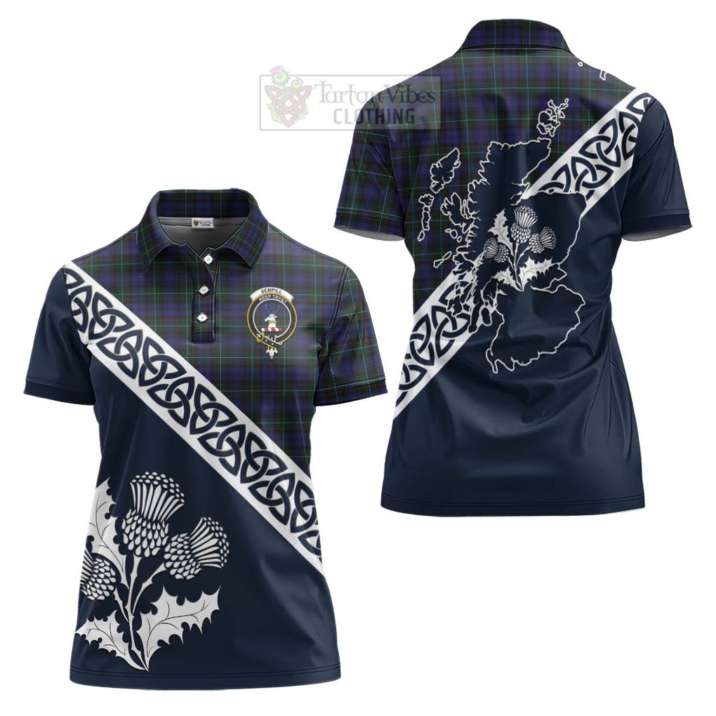 Tartan Vibes Clothing Sempill (Semple) Tartan Women's Polo Shirt Featuring Thistle and Scotland Map