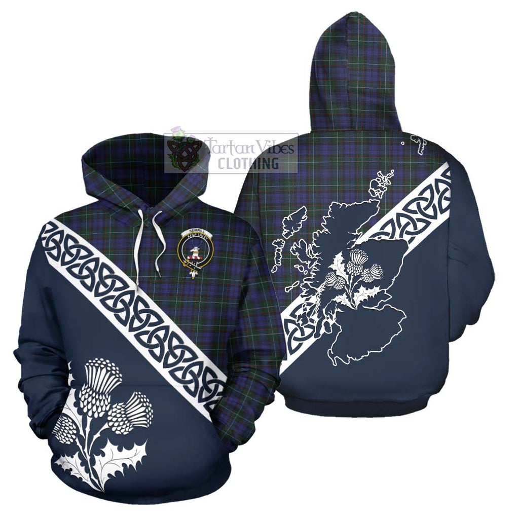 Tartan Vibes Clothing Sempill (Semple) Tartan Hoodie Featuring Thistle and Scotland Map