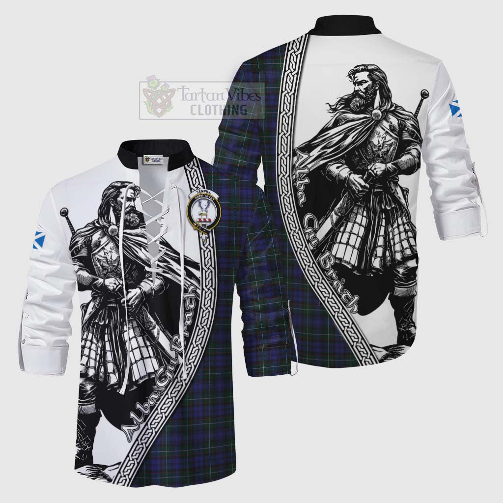 Tartan Vibes Clothing Sempill (Semple) Tartan Clan Crest Ghillie Kilt Shirt with Highlander Warrior Celtic Style