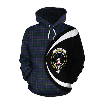 Sempill (Semple) Tartan Cotton Hoodie with Family Crest Circle Style