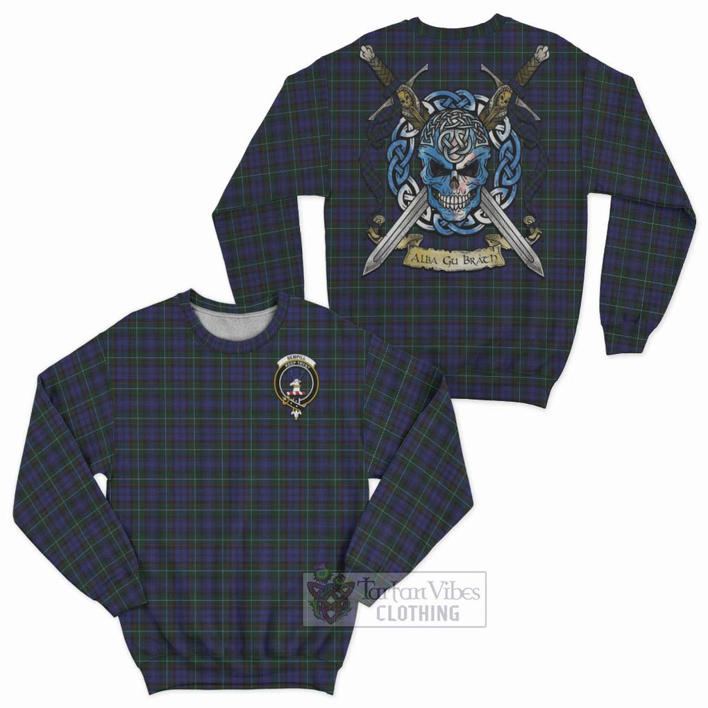 Tartan Vibes Clothing Sempill (Semple) Tartan Sweatshirt with Family Crest Celtic Skull Style