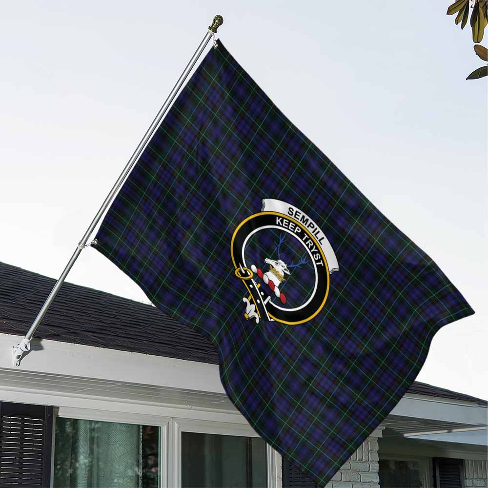 Tartan Vibes Clothing Sempill (Semple) Tartan House Flag with Family Crest