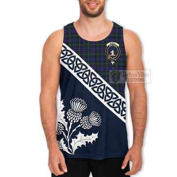 Sempill (Semple) Tartan Men's Tank Top Featuring Thistle and Scotland Map