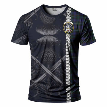 Sempill (Semple) Tartan T-Shirt with Family Crest Cross Sword Thistle Celtic Vibes