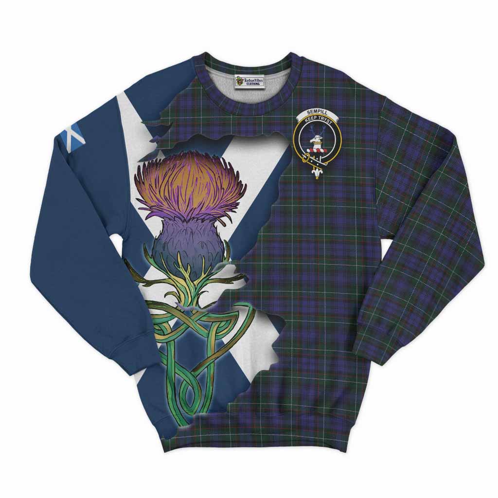 Sempill (Semple) Tartan Family Crest Sweatshirt Scottish Thistle Celtic Inspired Unisex - Tartan Vibes Clothing