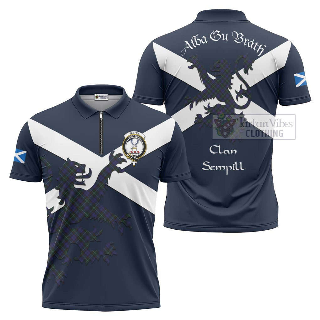 Tartan Vibes Clothing Sempill (Semple) Tartan Lion Rampant Zipper Polo Shirt – Proudly Display Your Heritage with Alba Gu Brath and Clan Name