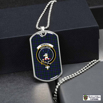 Sempill (Semple) Tartan Dog Tag Necklace with Family Crest