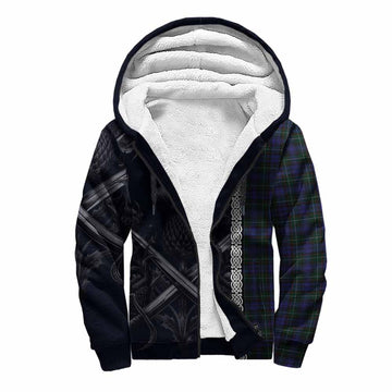 Sempill (Semple) Tartan Sherpa Hoodie with Family Crest Cross Sword Thistle Celtic Vibes