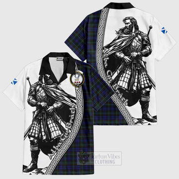 Sempill (Semple) Tartan Clan Crest Short Sleeve Button Shirt with Highlander Warrior Celtic Style