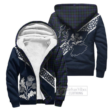 Sempill (Semple) Tartan Sherpa Hoodie Featuring Thistle and Scotland Map