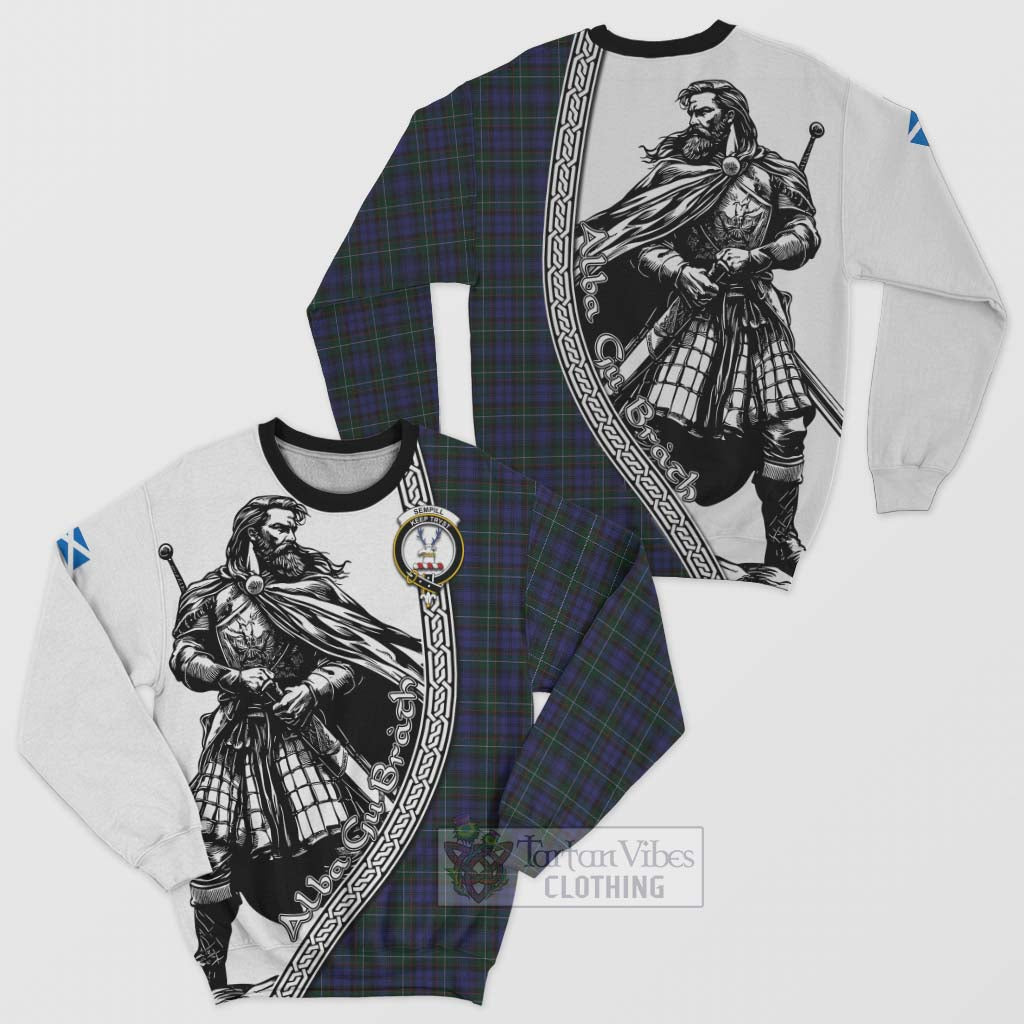 Tartan Vibes Clothing Sempill (Semple) Tartan Clan Crest Sweatshirt with Highlander Warrior Celtic Style