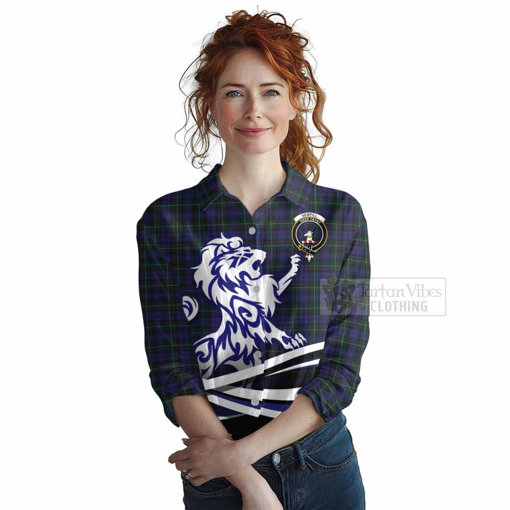 Tartan Vibes Clothing Sempill (Semple) Tartan Women's Casual Shirt with Alba Gu Brath Regal Lion Emblem