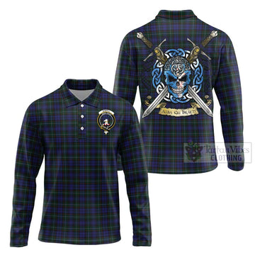 Sempill (Semple) Tartan Long Sleeve Polo Shirt with Family Crest Celtic Skull Style