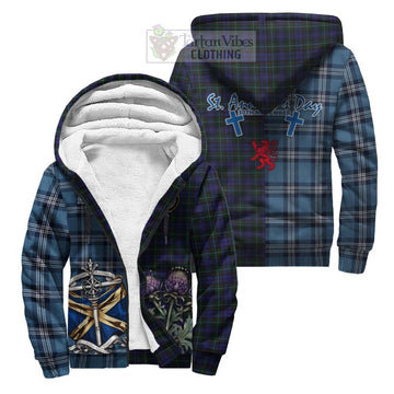 Sempill (Semple) Tartan Sherpa Hoodie Happy St. Andrew's Day Half Tartan Style