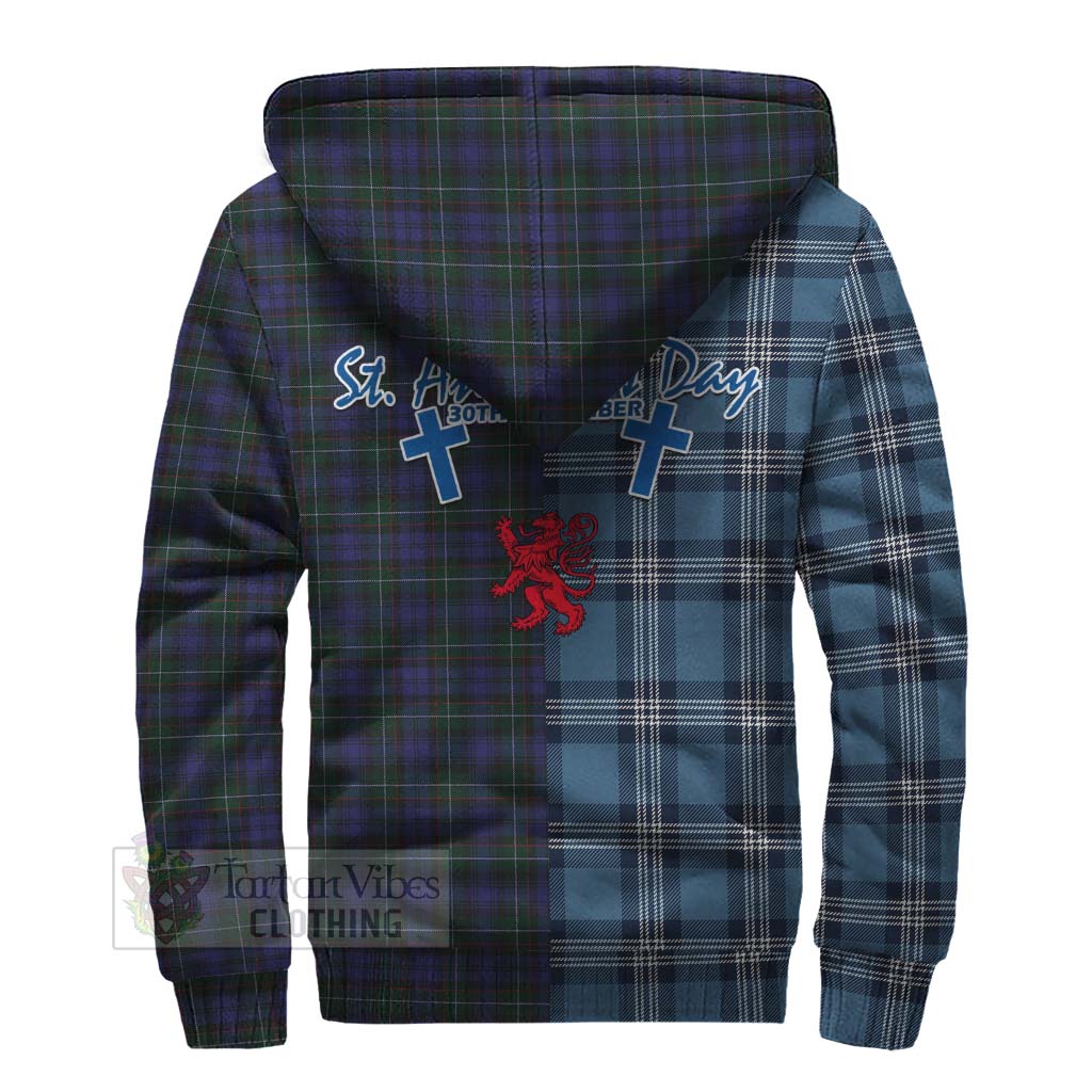 Tartan Vibes Clothing Sempill (Semple) Tartan Sherpa Hoodie Happy St. Andrew's Day Half Tartan Style