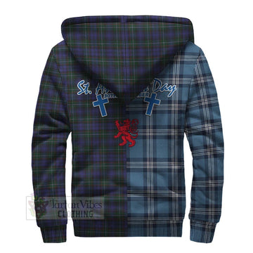 Sempill (Semple) Tartan Sherpa Hoodie Happy St. Andrew's Day Half Tartan Style