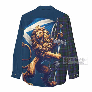 Sempill (Semple) Tartan Family Crest Women's Casual Shirt with Scottish Majestic Lion