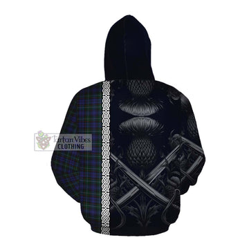 Sempill (Semple) Tartan Cotton Hoodie with Family Crest Cross Sword Thistle Celtic Vibes