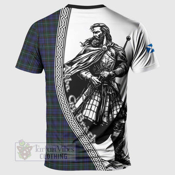 Sempill (Semple) Tartan Clan Crest T-Shirt with Highlander Warrior Celtic Style