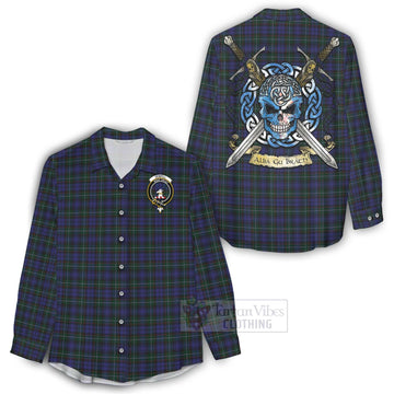 Sempill (Semple) Tartan Women's Casual Shirt with Family Crest Celtic Skull Style