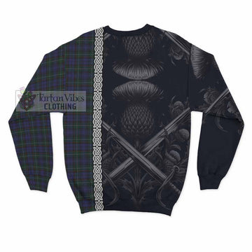 Sempill (Semple) Tartan Sweatshirt with Family Crest Cross Sword Thistle Celtic Vibes