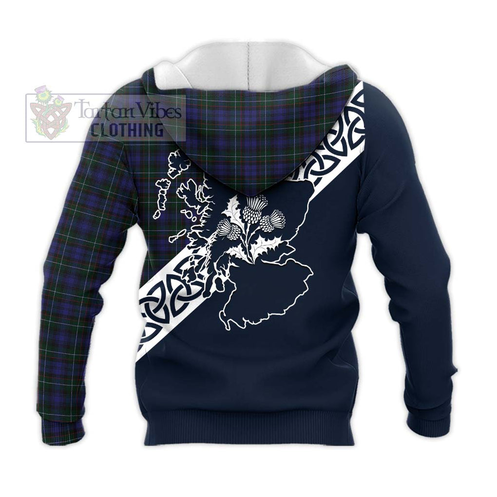 Tartan Vibes Clothing Sempill (Semple) Tartan Knitted Hoodie Featuring Thistle and Scotland Map