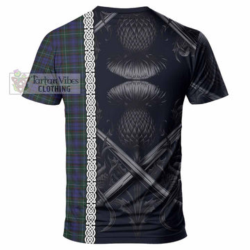 Sempill (Semple) Tartan T-Shirt with Family Crest Cross Sword Thistle Celtic Vibes