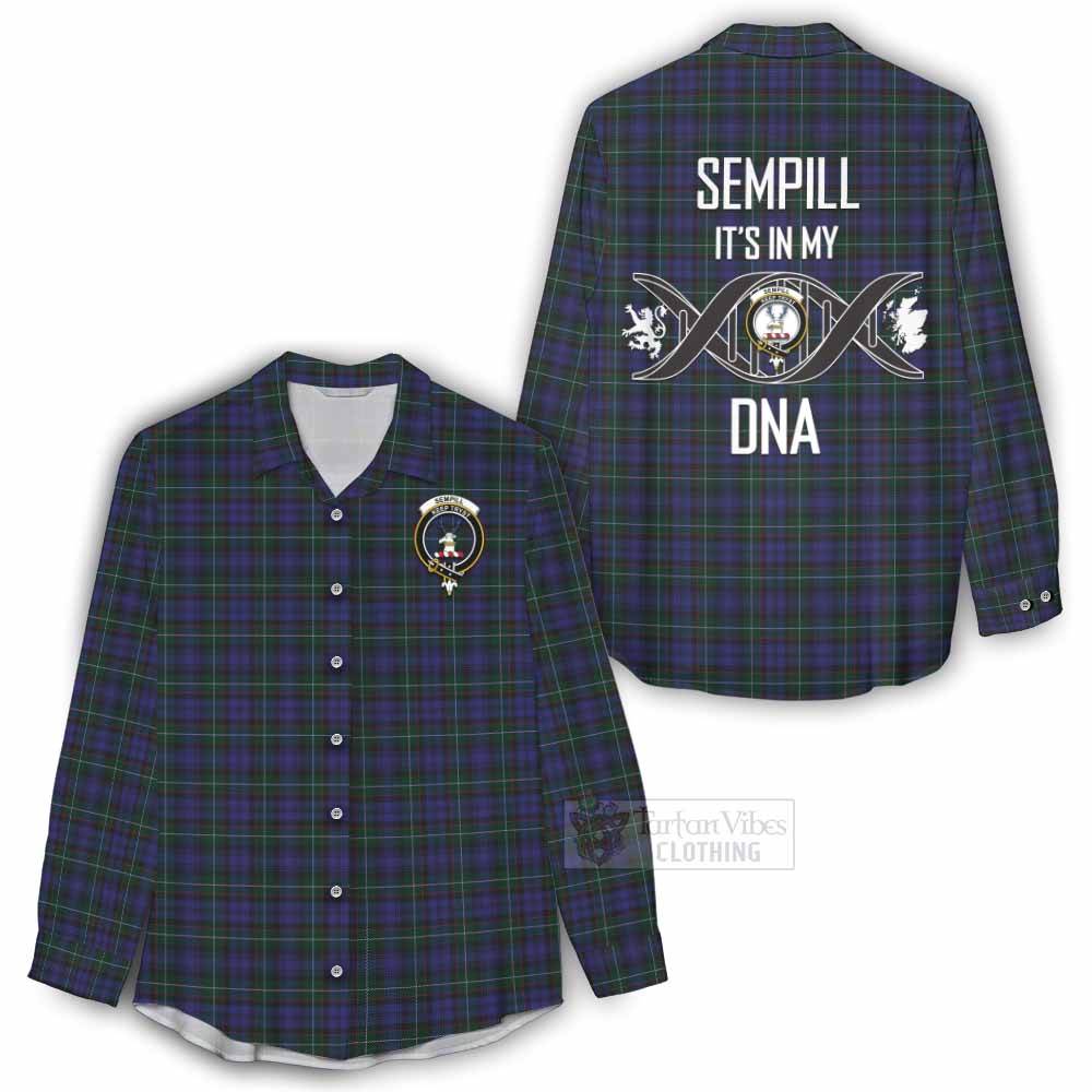 Tartan Vibes Clothing Sempill (Semple) Tartan Women's Casual Shirt with Family Crest DNA In Me Style