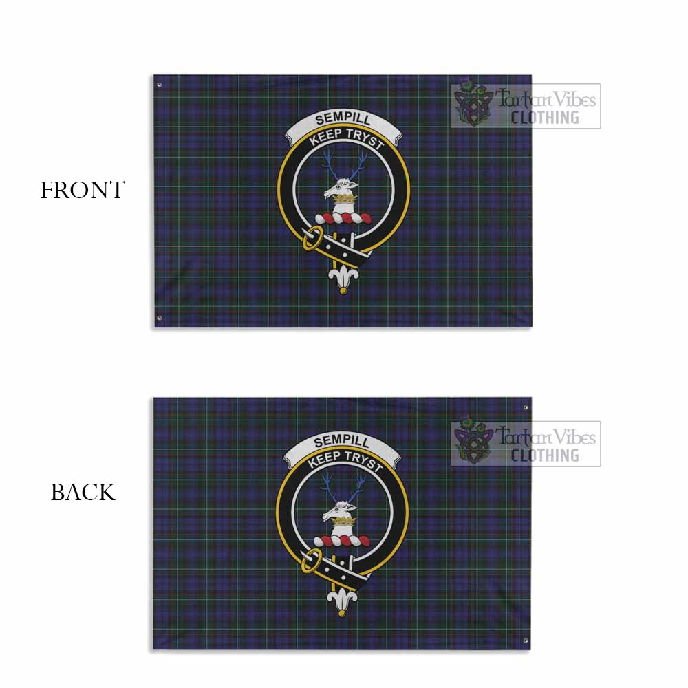 Tartan Vibes Clothing Sempill (Semple) Tartan House Flag with Family Crest