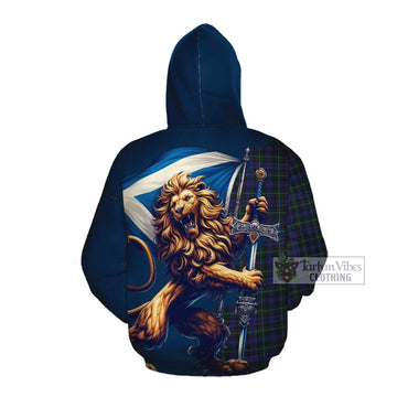 Sempill (Semple) Tartan Family Crest Cotton Hoodie with Scottish Majestic Lion Pullover Hoodie - Tartan Vibes Clothing