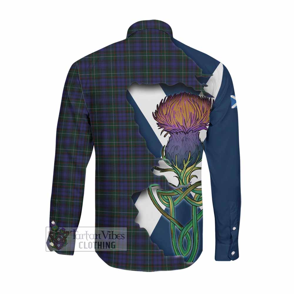 Sempill (Semple) Tartan Family Crest Long Sleeve Button Shirt Scottish Thistle Celtic Inspired Men's Shirt - Tartan Vibes Clothing