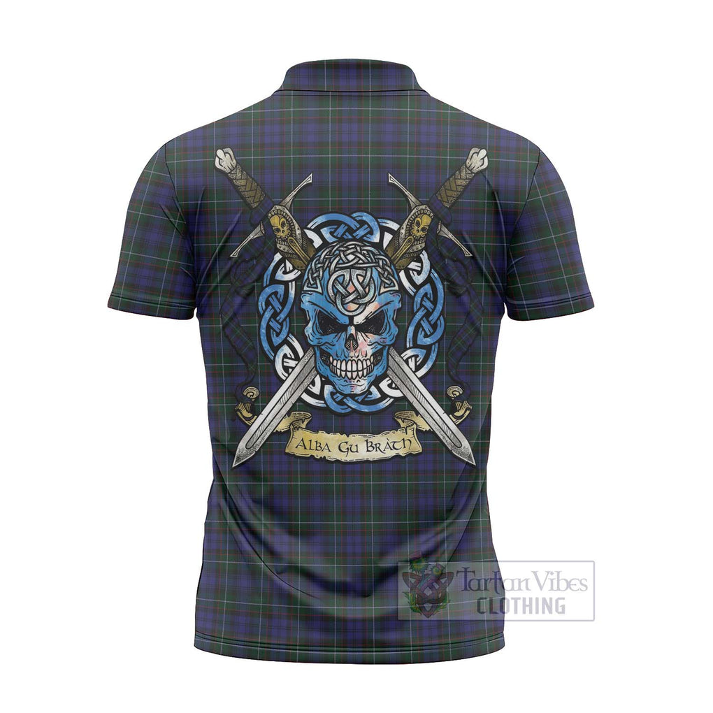 Tartan Vibes Clothing Sempill (Semple) Tartan Zipper Polo Shirt with Family Crest Celtic Skull Style