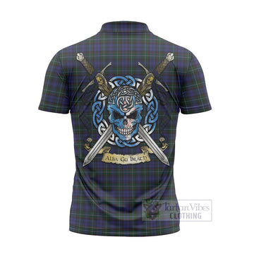 Sempill (Semple) Tartan Zipper Polo Shirt with Family Crest Celtic Skull Style