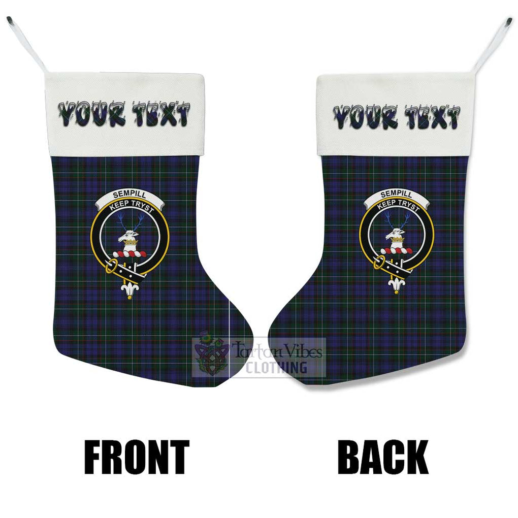 Tartan Vibes Clothing Sempill (Semple) Tartan Family Crest Christmas Stocking with Personalized Text