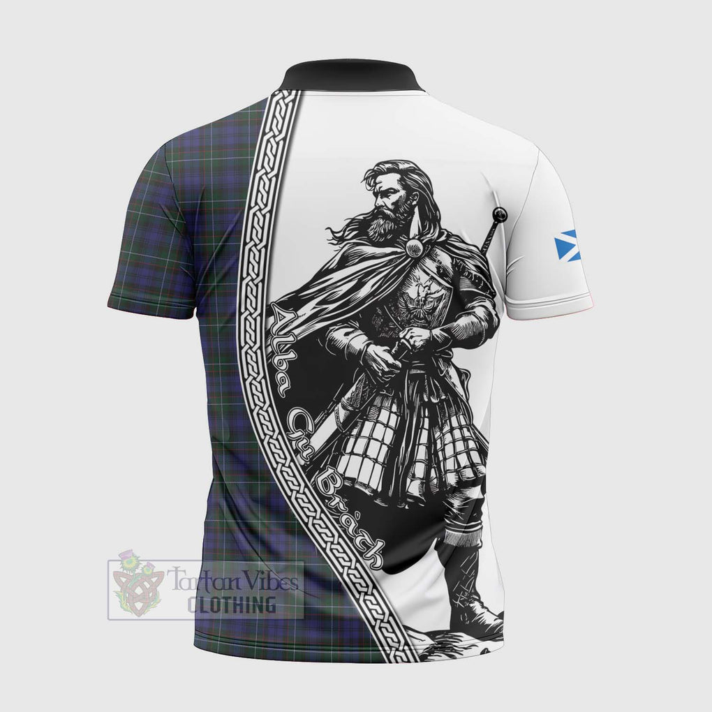 Tartan Vibes Clothing Sempill (Semple) Tartan Clan Crest Zipper Polo Shirt with Highlander Warrior Celtic Style