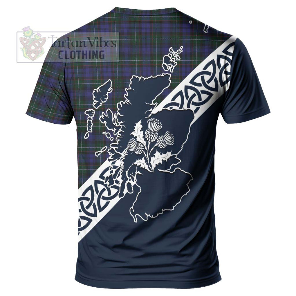 Sempill (Semple) Tartan T-Shirt Featuring Thistle and Scotland Map