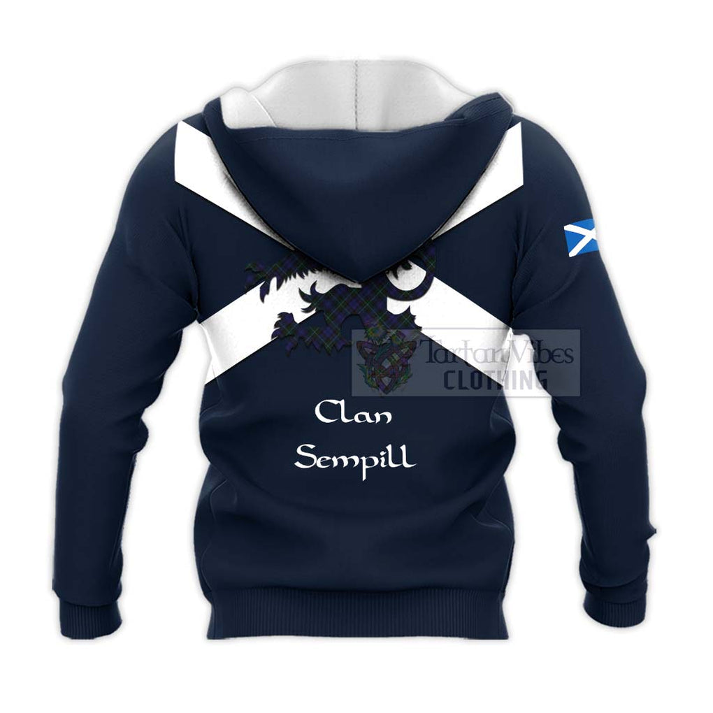 Tartan Vibes Clothing Sempill (Semple) Tartan Lion Rampant Knitted Hoodie – Proudly Display Your Heritage with Alba Gu Brath and Clan Name